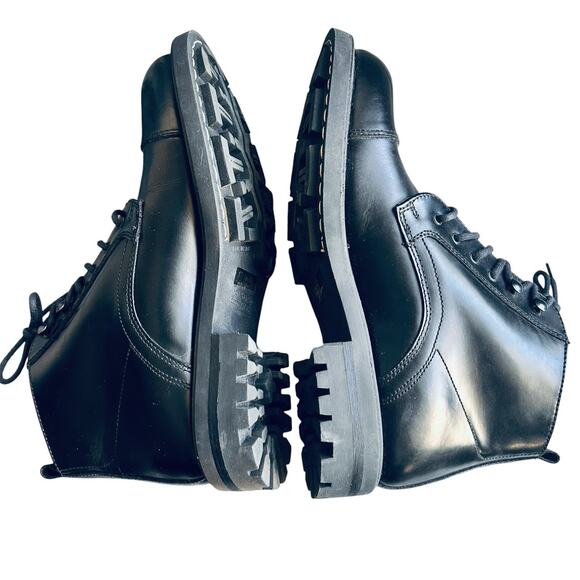 Kenneth Cole Men\'s 100% Leather Black Lace Up Combat Cap Toe Boots Size 9 Medium main image 4